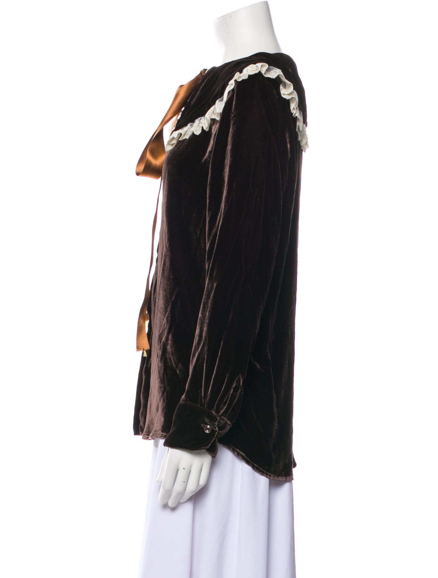 La Veste Colorblock Pattern Crew Neck Blouse