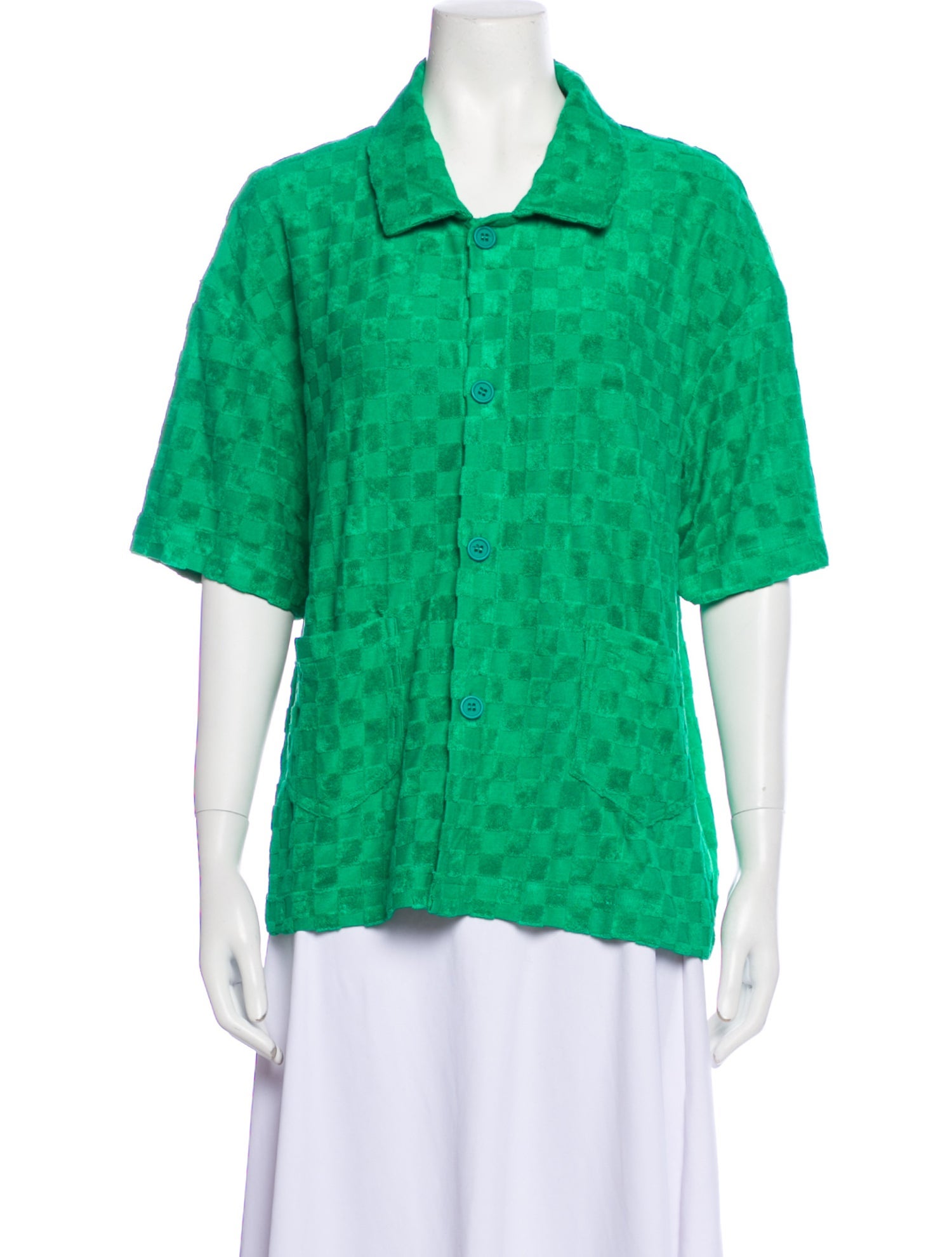 La Veste Printed Short Sleeve Button-Up Top