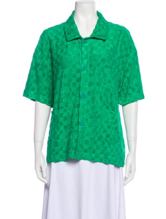 La Veste Printed Short Sleeve Button-Up Top