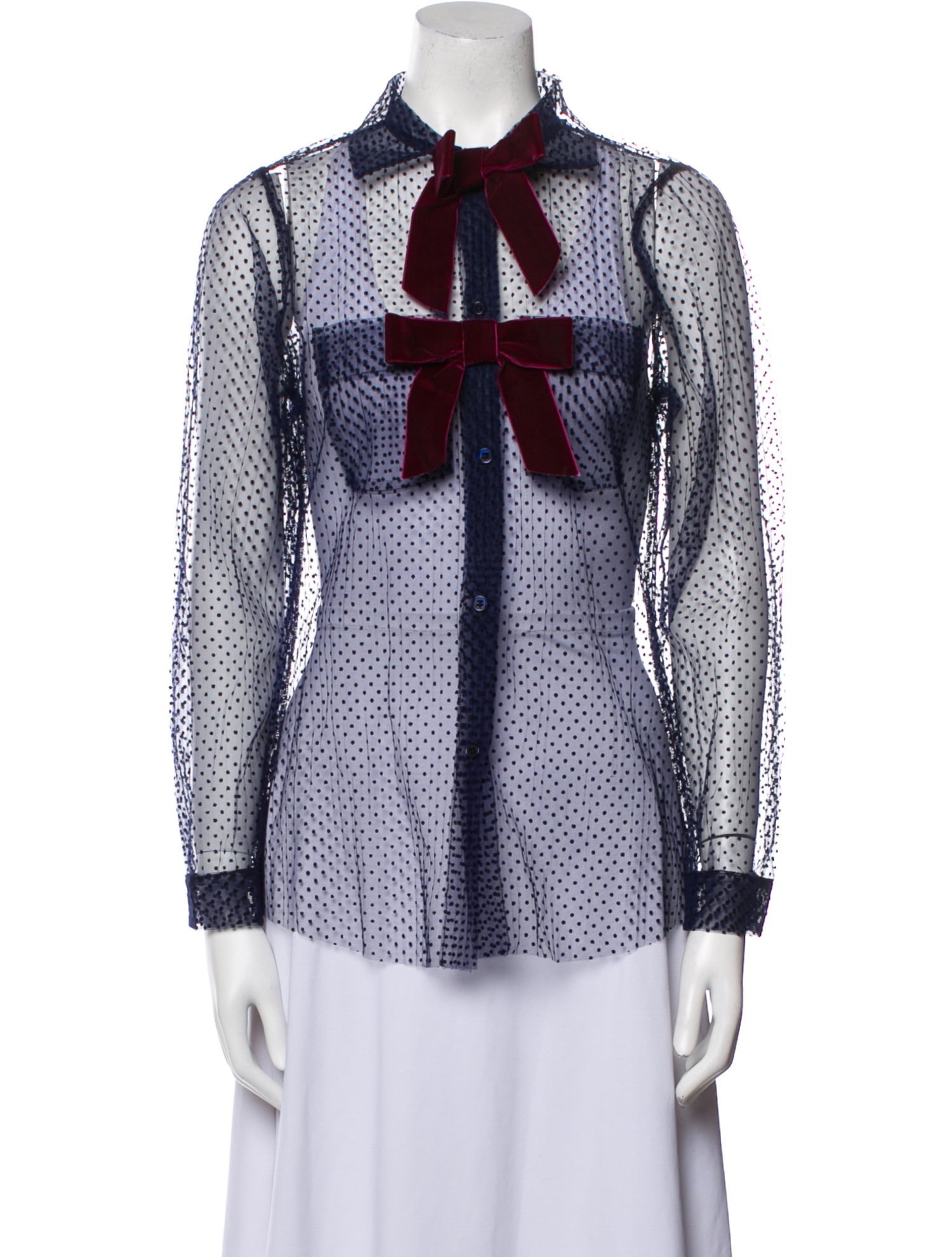 La Veste Polka Dot Print Long Sleeve Button-Up Top w/ Tags