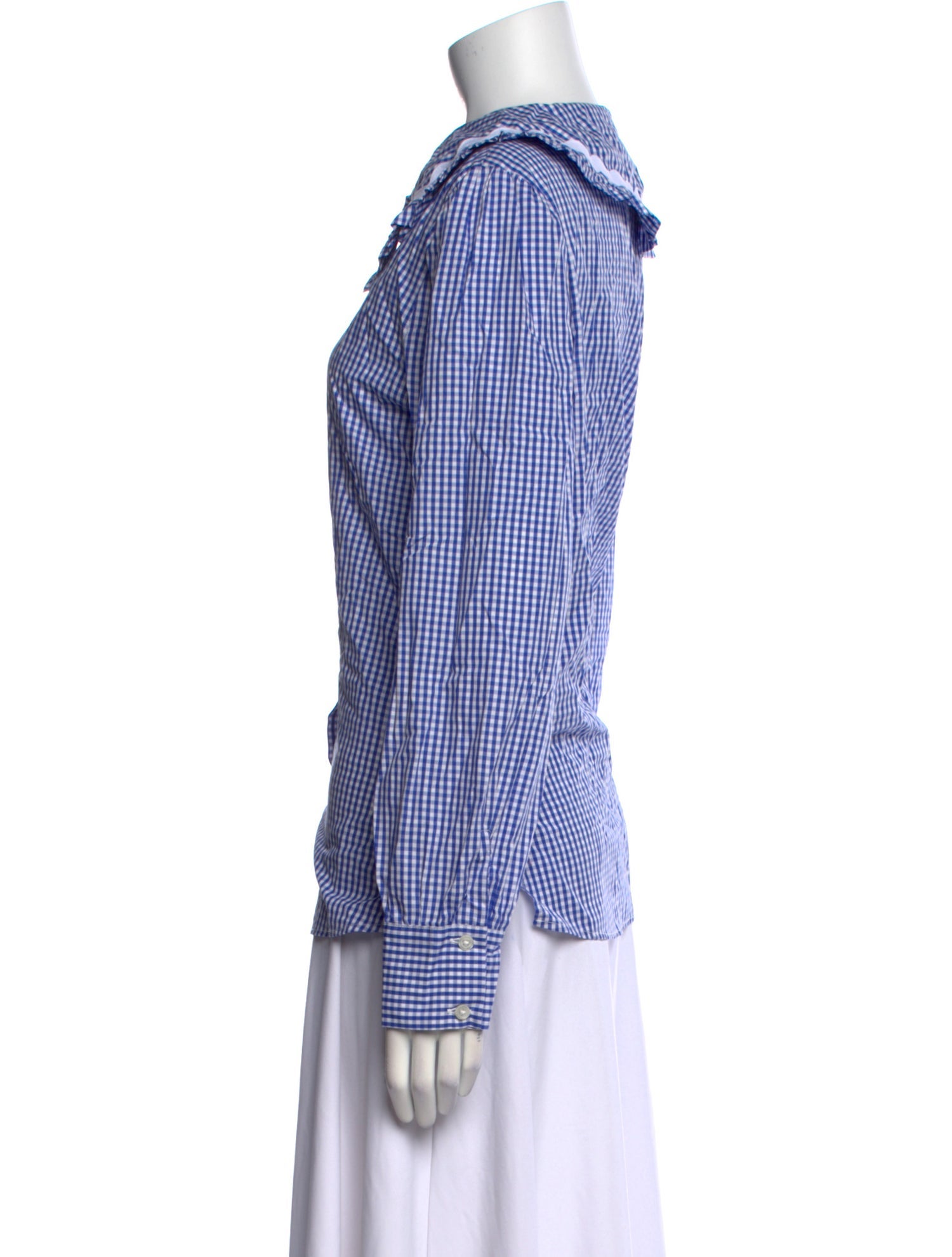 La Veste Plaid Print Crew Neck Button-Up Top