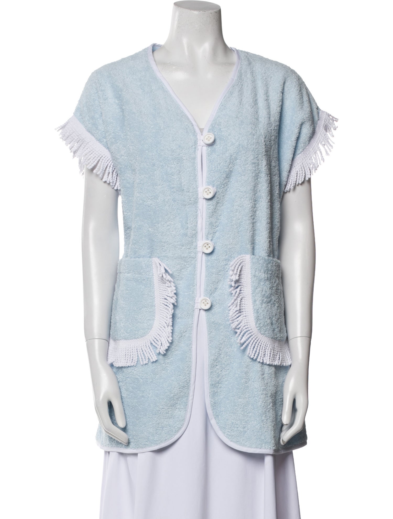 La Veste Fringe Trim Accent Robe w/ Tags