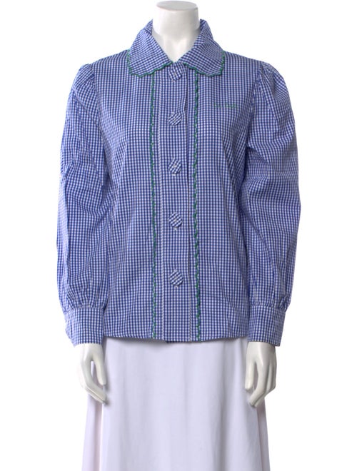 La Veste Plaid Print Long Sleeve Button-Up Top