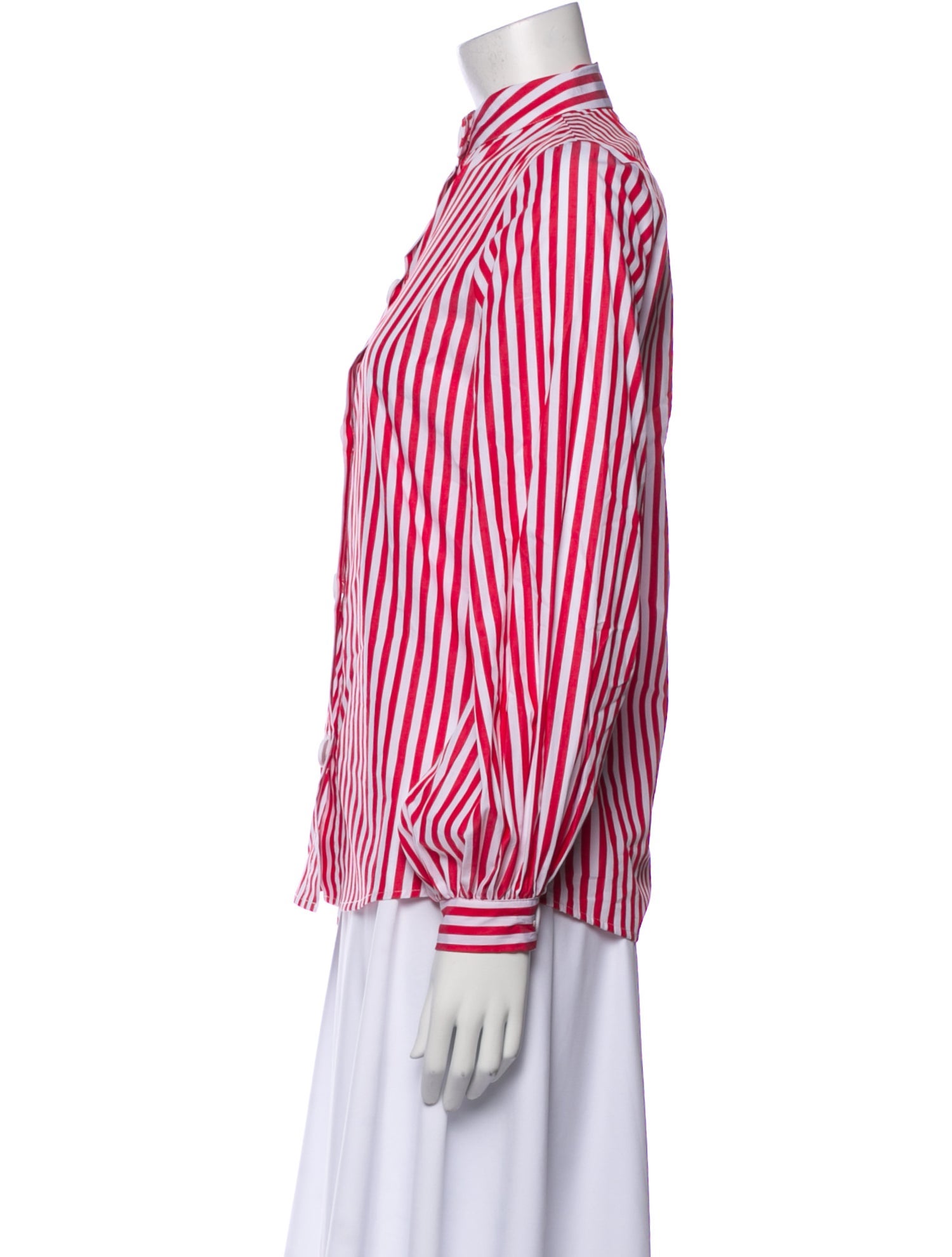 La Veste Striped Mock Neck Button-Up Top w/ Tags