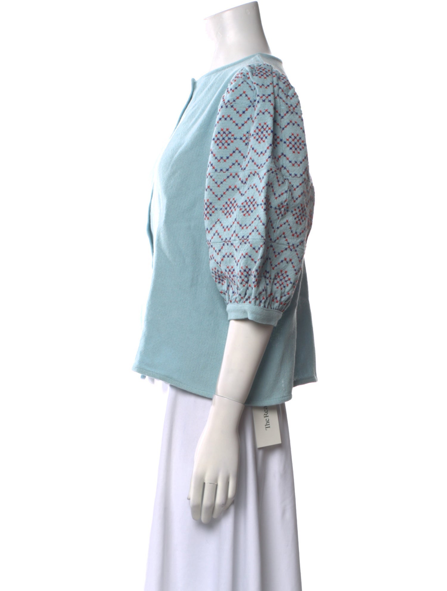 La Veste Scoop Neck Three-Quarter Sleeve Crop Top