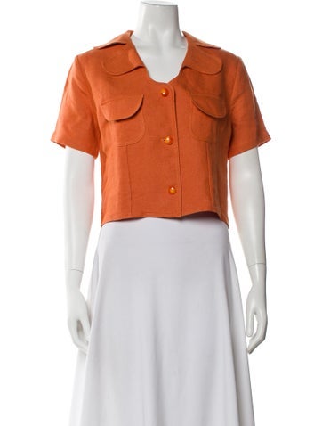 Pre-owned La Veste Linen Short Sleeve Top In Orange