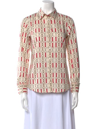 Marella Printed Long Sleeve Button-Up Top