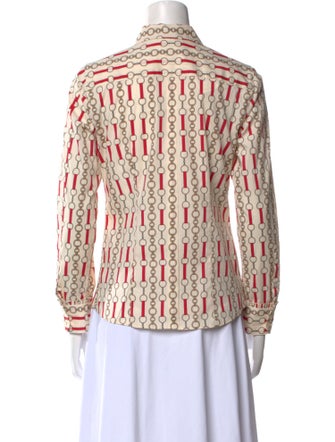 Marella Printed Long Sleeve Button-Up Top