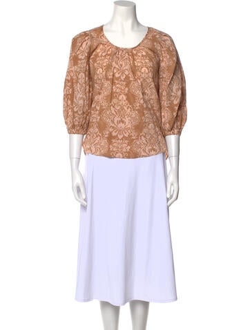 Mille Tops Floral Print Scoop Neck Blouse XXS