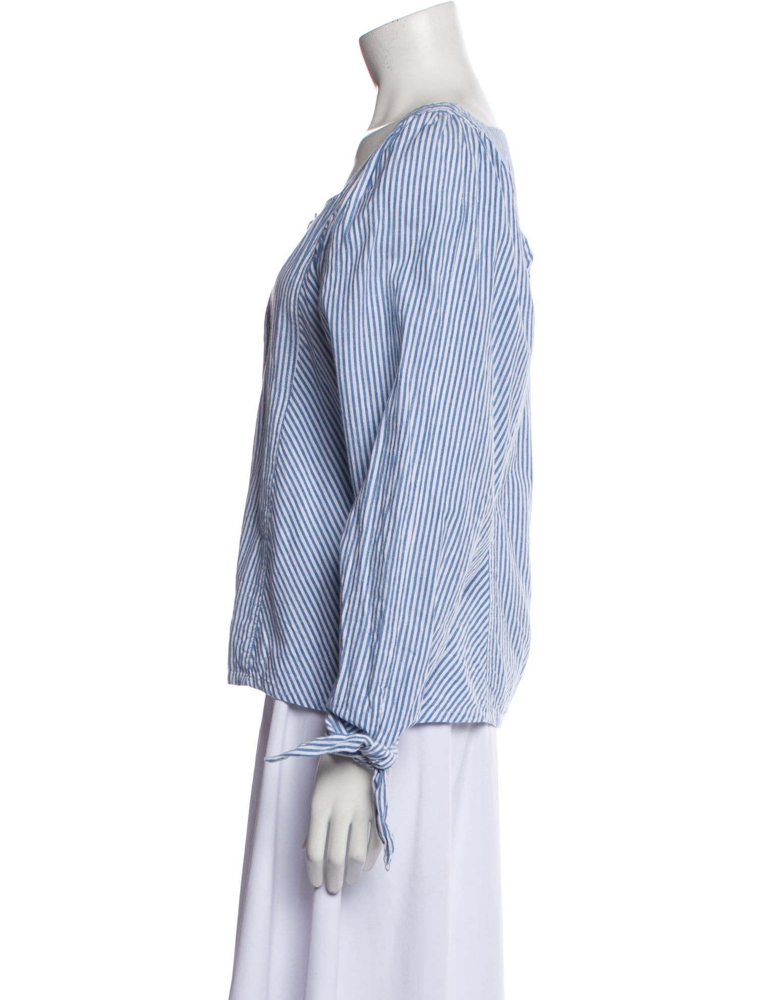 MILLE Striped Square Neckline Blouse