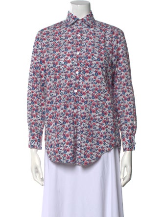 MILLE Printed Mock Neck Button-Up Top