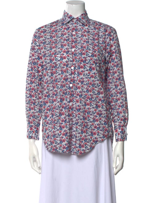 MILLE Printed Mock Neck Button-Up Top