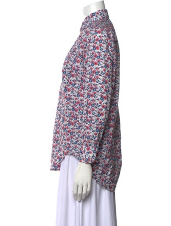 MILLE Printed Mock Neck Button-Up Top