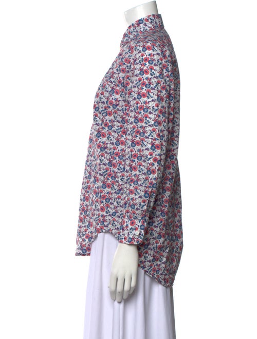 MILLE Printed Mock Neck Button-Up Top