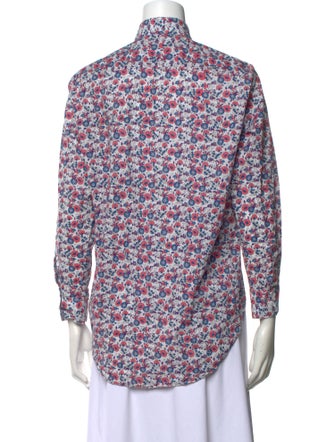 MILLE Printed Mock Neck Button-Up Top