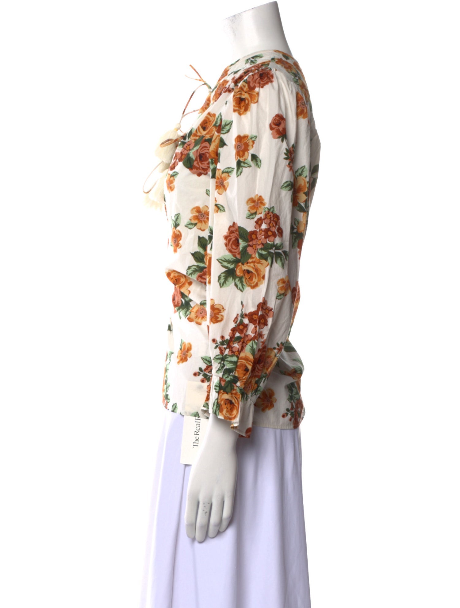 MILLE Floral Print Mock Neck Blouse