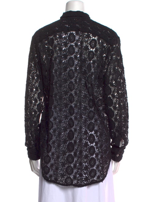 MILLE Lace Pattern Long Sleeve Button-Up Top