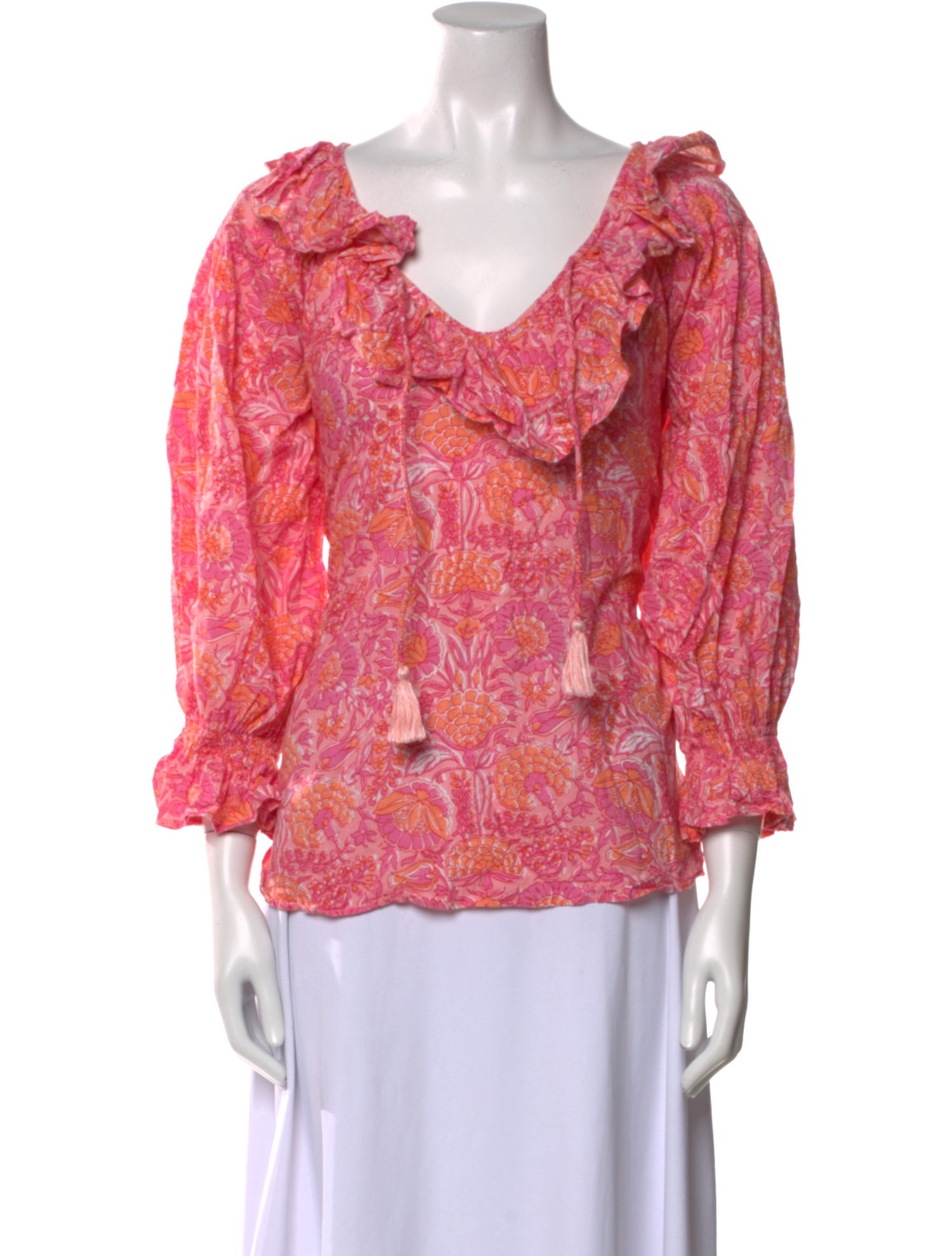 MILLE Floral Print V-Neck Blouse