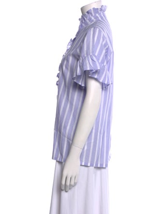 MILLE Striped Turtleneck Button-Up Top