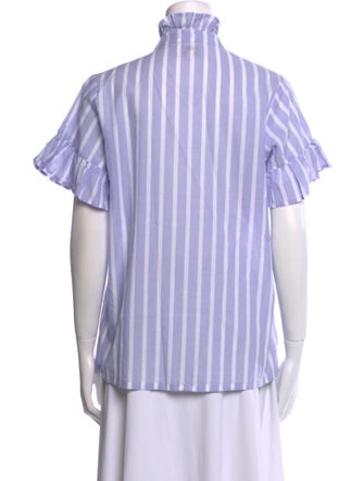 MILLE Striped Turtleneck Button-Up Top