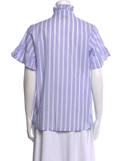 MILLE Striped Turtleneck Button-Up Top