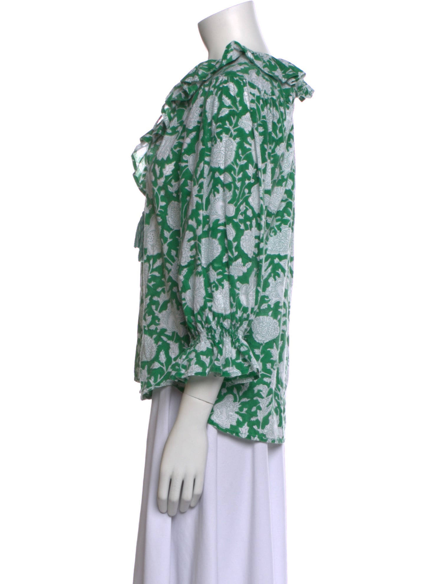 MILLE Floral Print Tie Neck Blouse