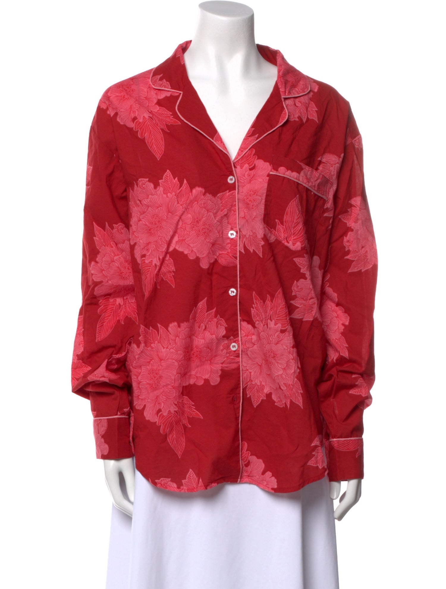 MILLE Floral Print Long Sleeve Button-Up Top