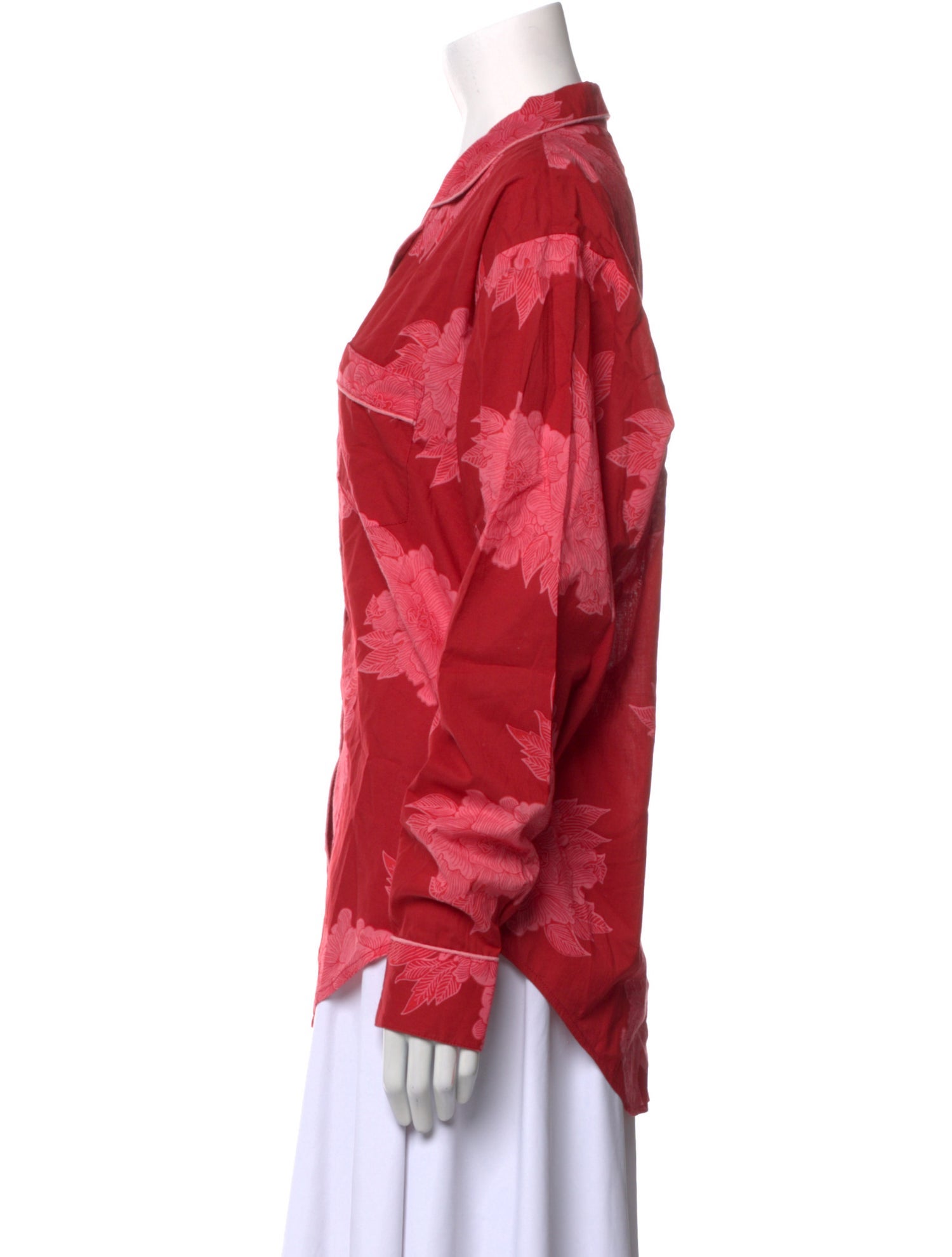 MILLE Floral Print Long Sleeve Button-Up Top