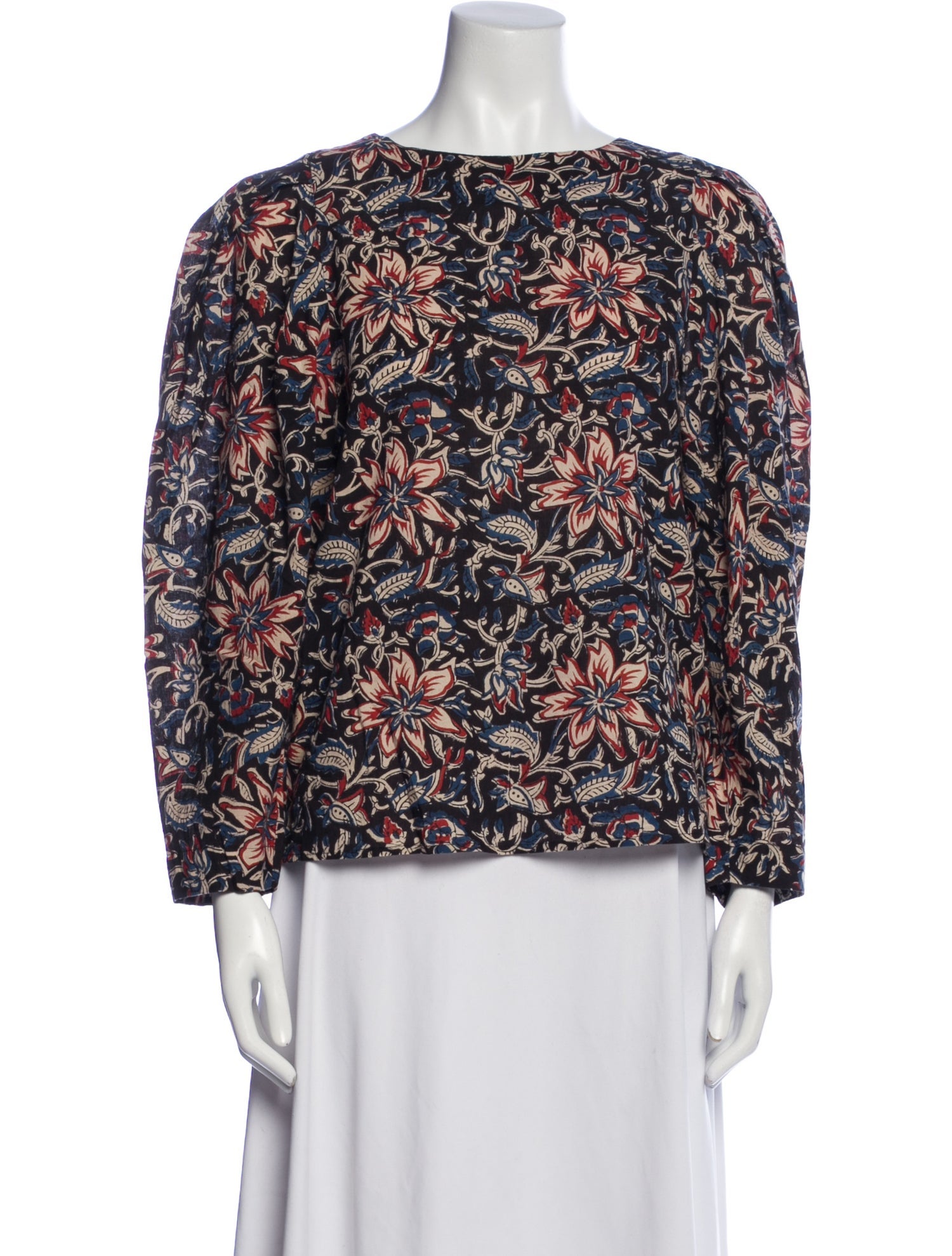 MILLE Floral Print Bateau Neckline Blouse