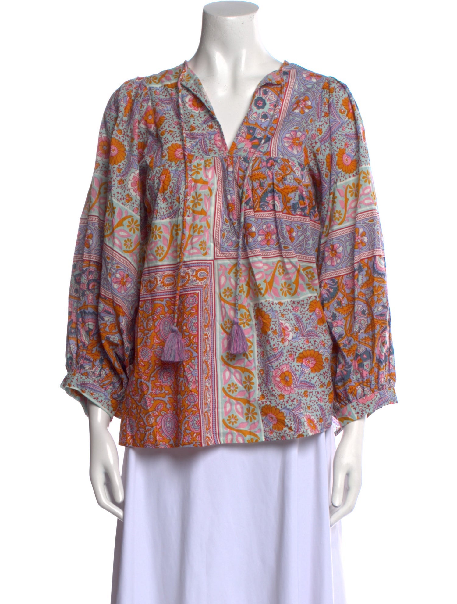 MILLE Floral Print V-Neck Blouse