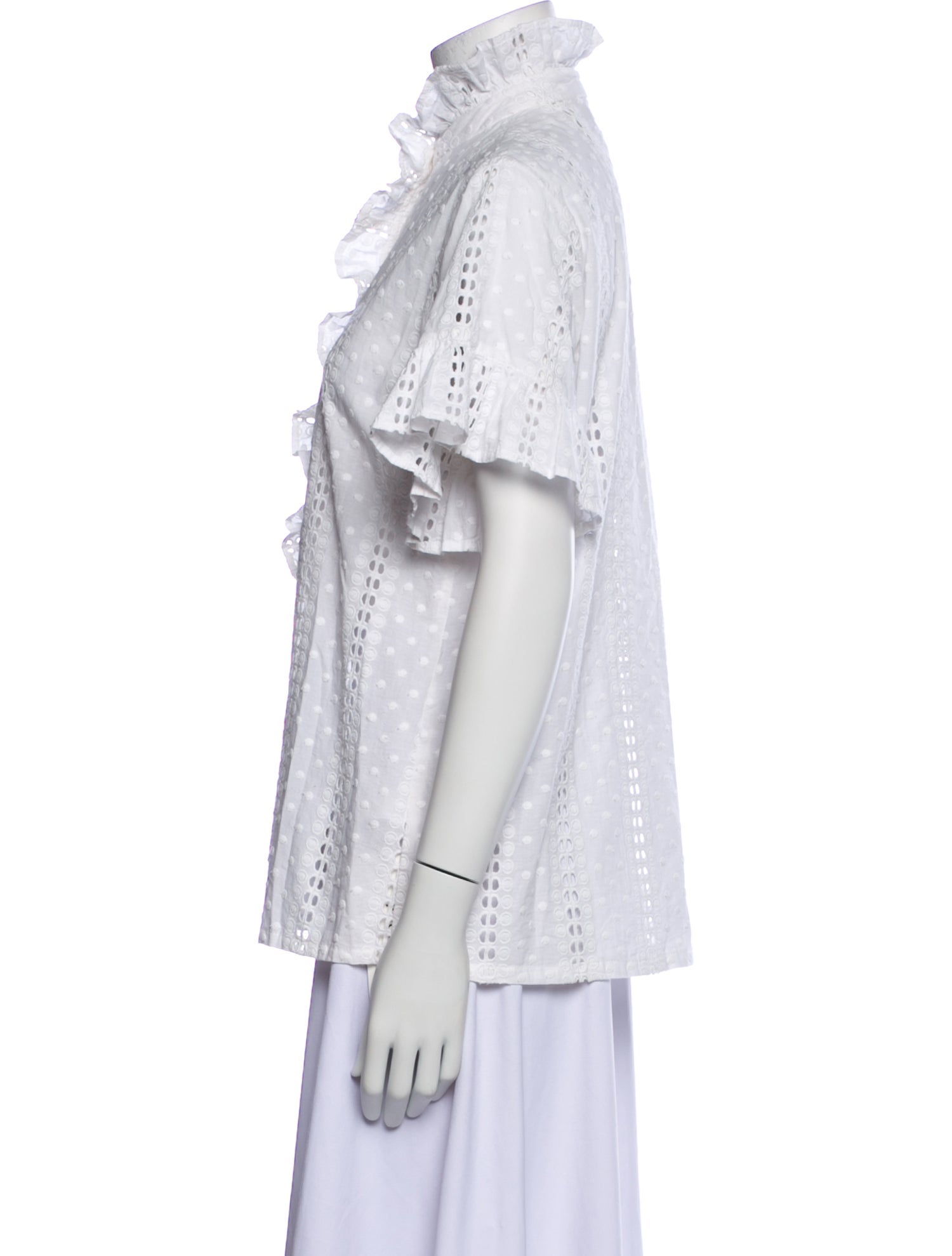 MILLE Mock Neck Short Sleeve Blouse