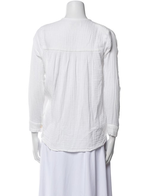 MILLE Mock Neck Three-Quarter Sleeve Button-Up Top