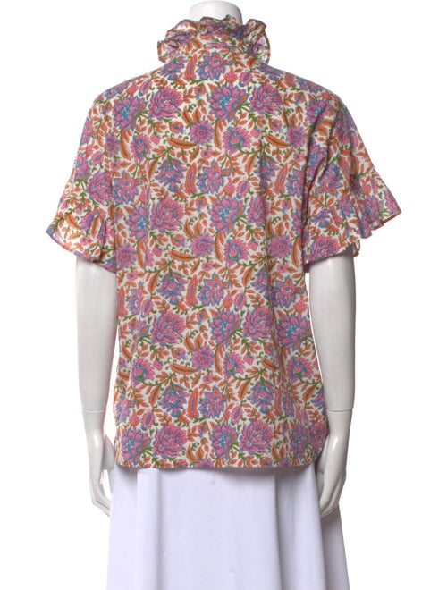 MILLE Floral Print Mock Neck Blouse