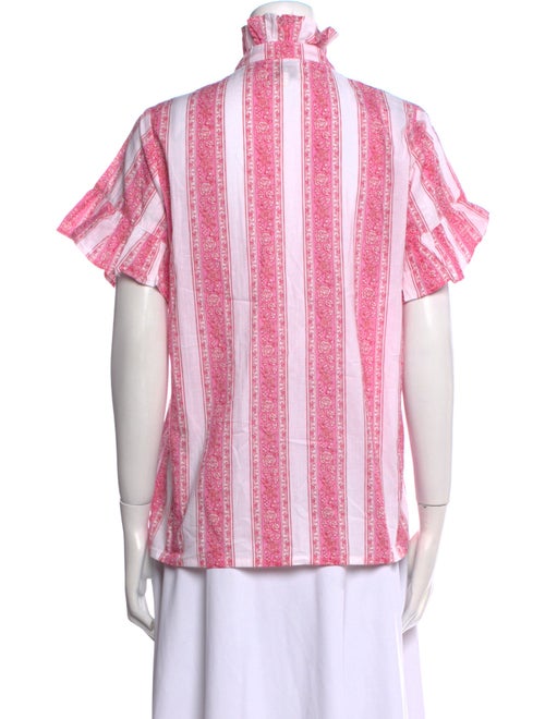 MILLE Floral Print Mock Neck Button-Up Top