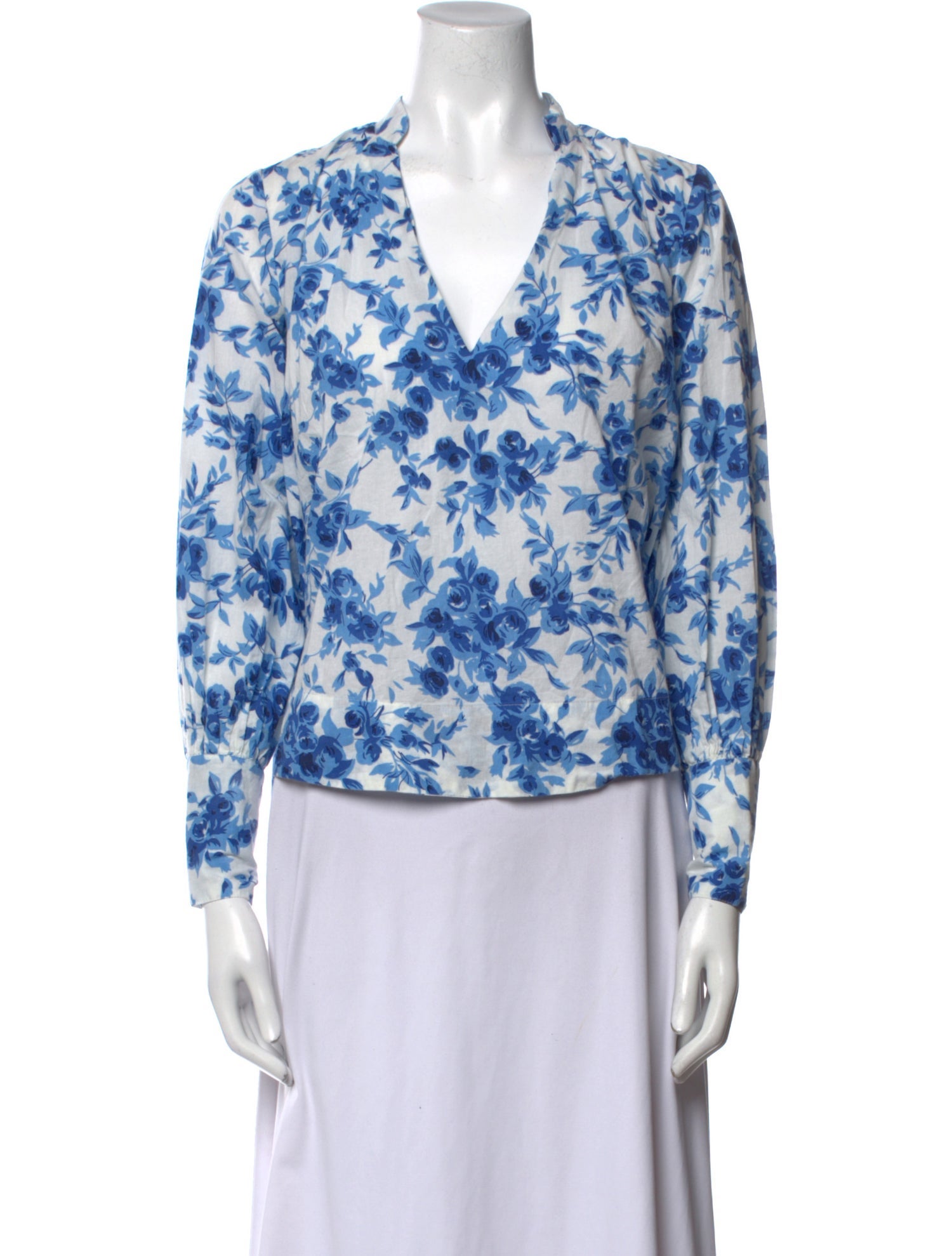 MILLE Floral Print V-Neck Blouse