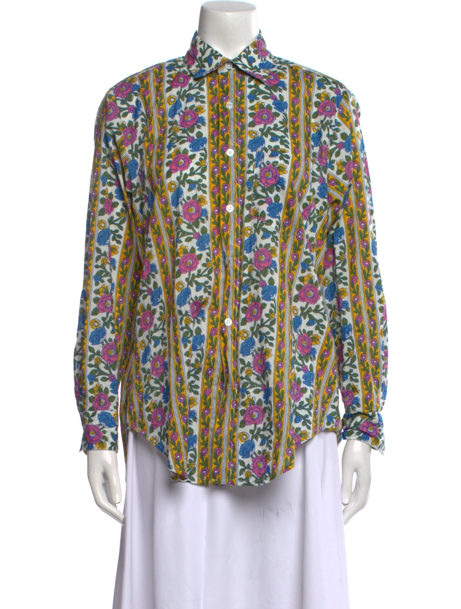 MILLE Printed Long Sleeve Button-Up Top