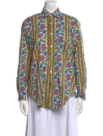 MILLE Printed Long Sleeve Button-Up Top