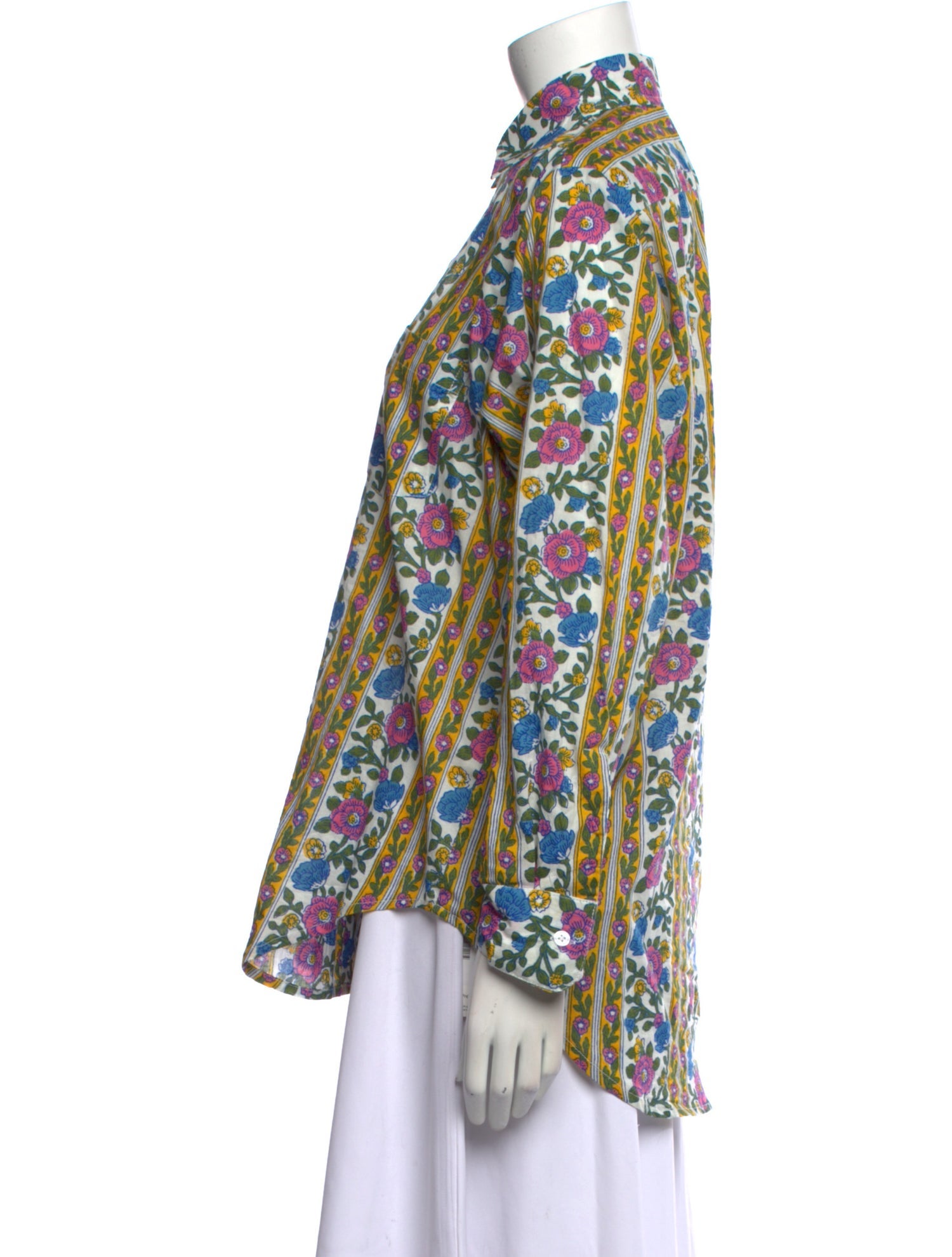 MILLE Printed Long Sleeve Button-Up Top