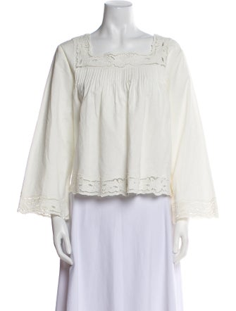 MILLE Square Neckline Three-Quarter Sleeve Blouse