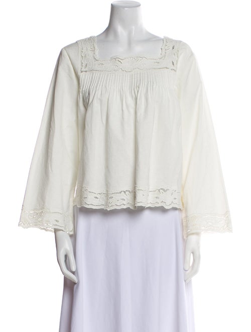 MILLE Square Neckline Three-Quarter Sleeve Blouse