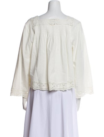 MILLE Square Neckline Three-Quarter Sleeve Blouse