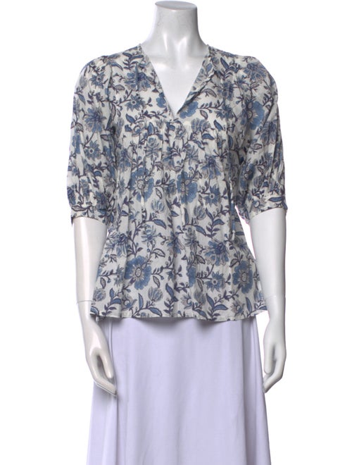MILLE Floral Print V-Neck Blouse