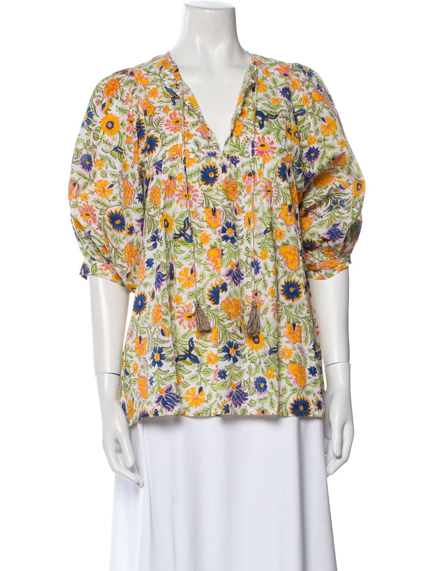 MILLE Floral Print V-Neck Blouse