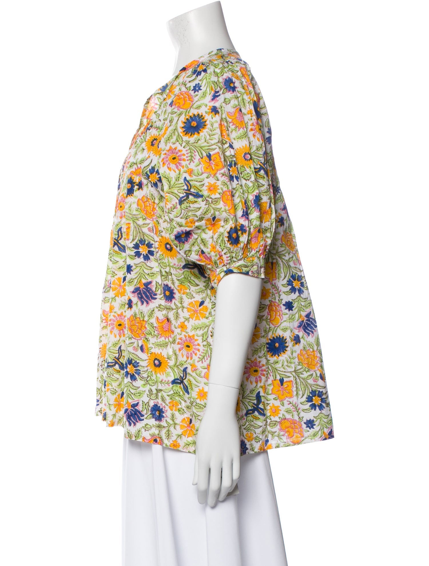 MILLE Floral Print V-Neck Blouse