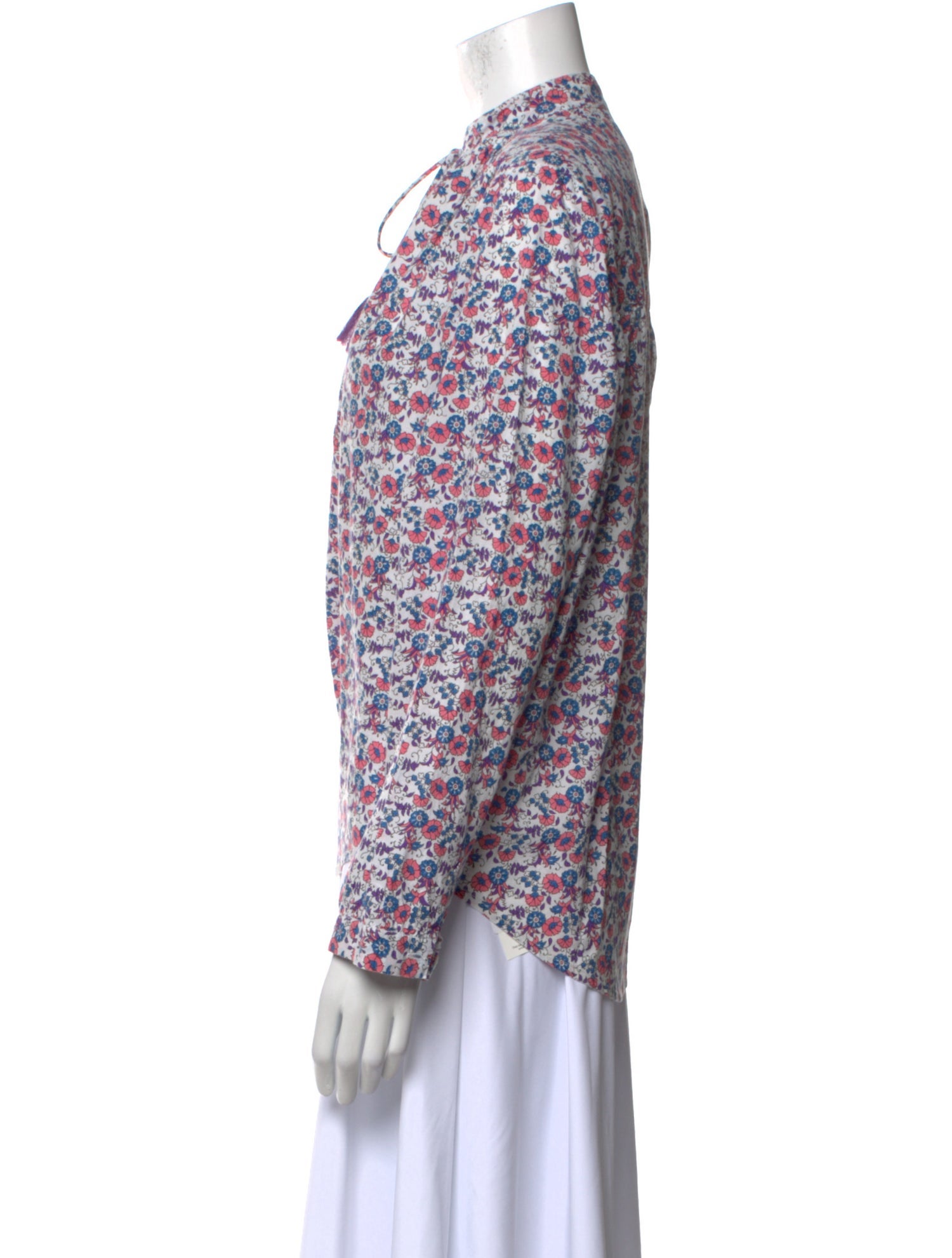 MILLE Floral Print Mock Neck Blouse