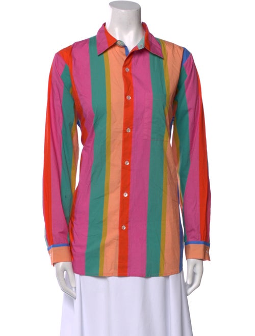 MILLE Striped Long Sleeve Button-Up Top