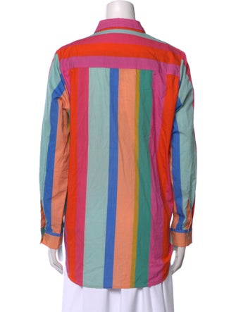 MILLE Striped Long Sleeve Button-Up Top