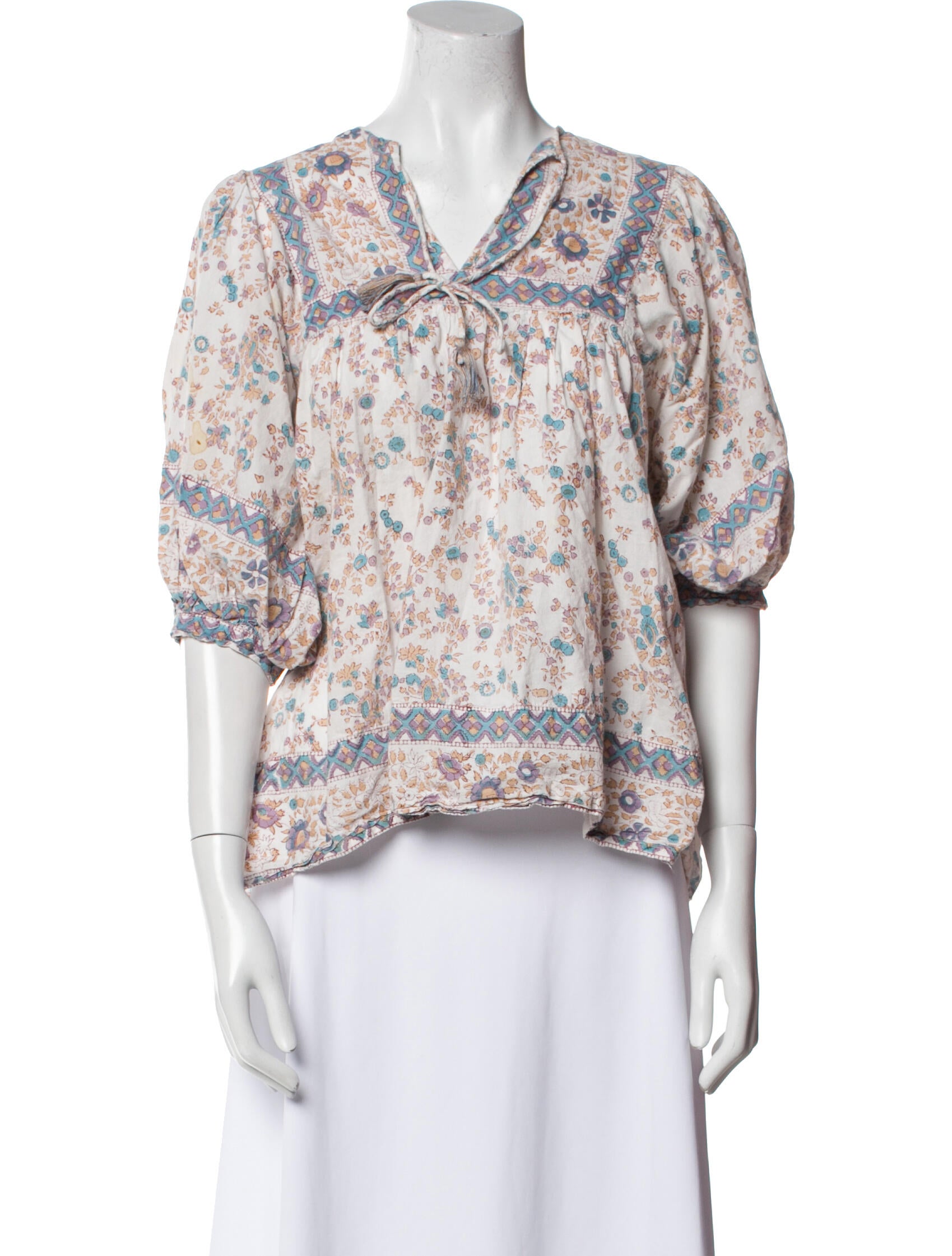 MILLE Floral Print V-Neck Blouse