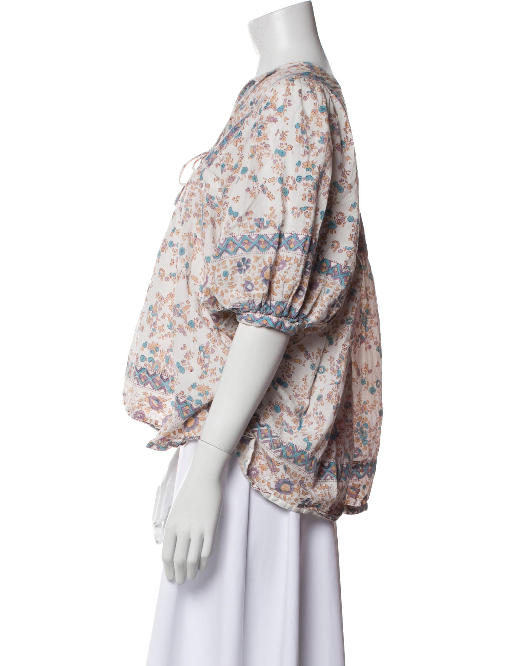 MILLE Floral Print V-Neck Blouse