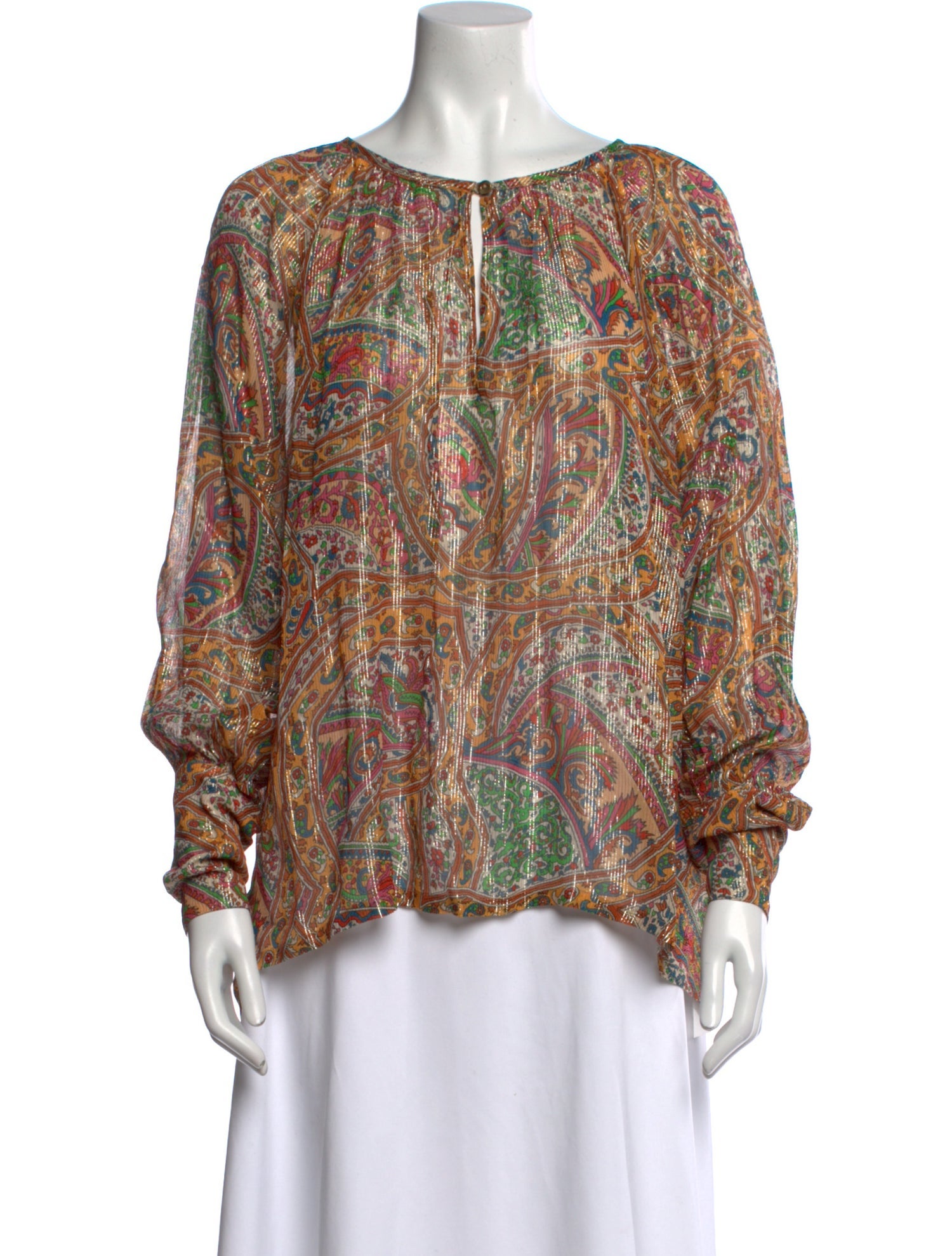 MILLE Paisley Print Scoop Neck Blouse